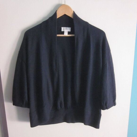 Ann Taylor Loft Navy Blue Shrug Sweater Womens Size S Open Front Cardigan  40" B - Picture 3 of 9